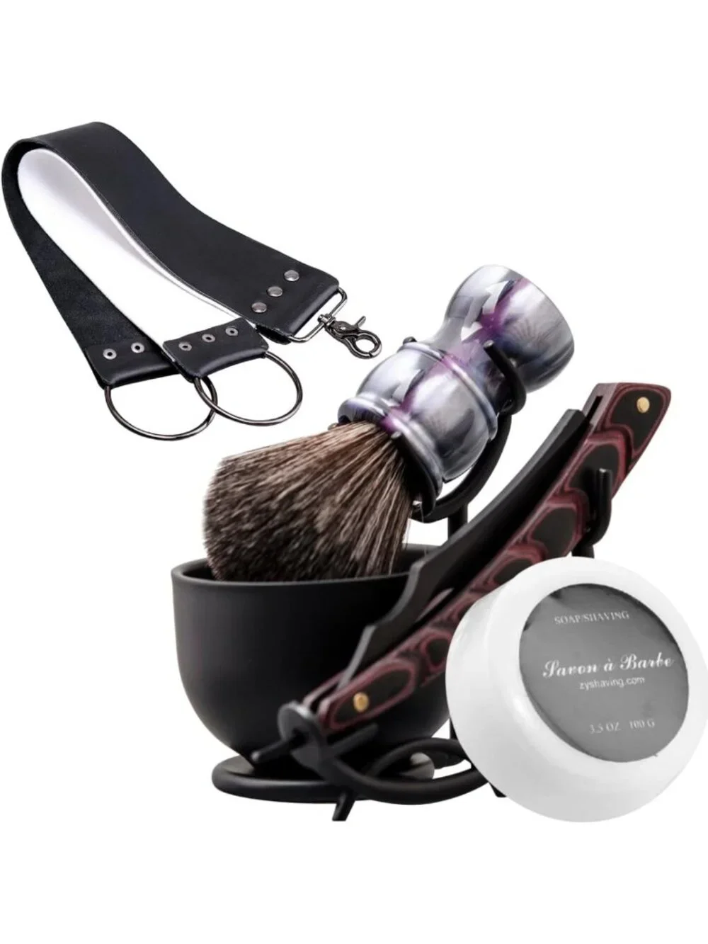 Ultimate Shaving Kit for Men - Straight Razor, Leather Strop, Brush & Soap Set